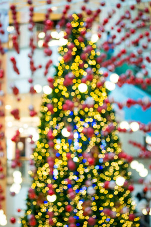 Abstarct bokeh of christmas treeの写真素材