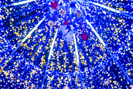 Abstract blue christmas bokeh for backgroundの写真素材