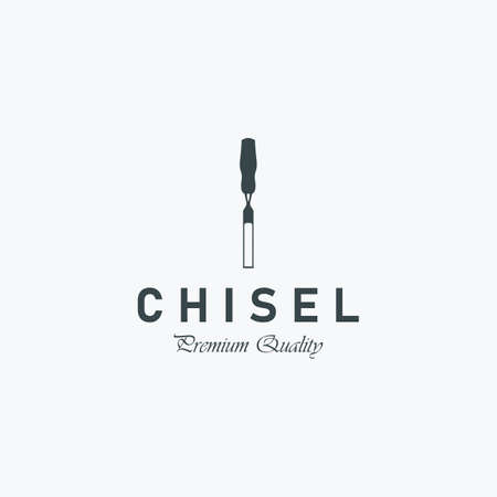 Chisel Carpentry Logo Vector Vintage, Simple Concept of Design Carver, Illustration of Engraverのイラスト素材