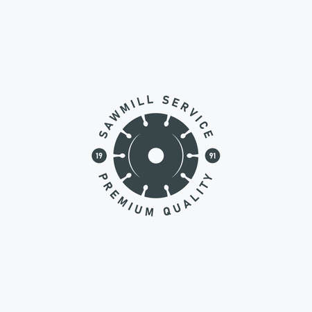 Sawmill emblem logo vector for woodworkers, carpentry, sawmill service.Isolated on white backgroundのイラスト素材