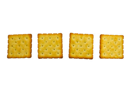 Cracker put in a low top view on white background.の写真素材