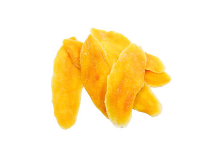 Sweet dried mango or dehydrated on white background.の写真素材