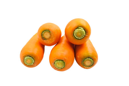 Fresh carrots from garden clipping path on white background.の写真素材
