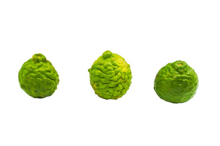 Kaffir lime on white background.