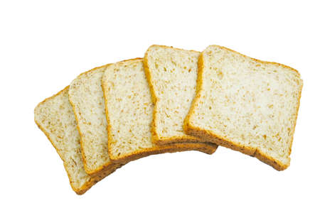 Whole wheat bread sliced, Breakfast healthy foods with white bacKground.の写真素材