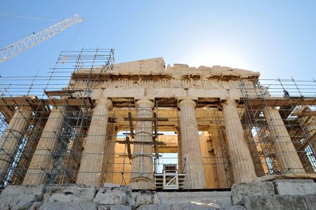 Parthenon under renovation in Athens.の写真素材