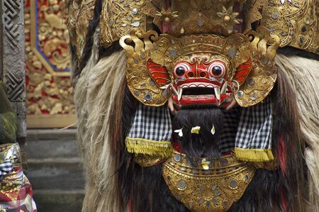 Bali Indonesia  December 20 2007: A Balinese performs as Barong at Barong ceremony in Bali.のeditorial素材