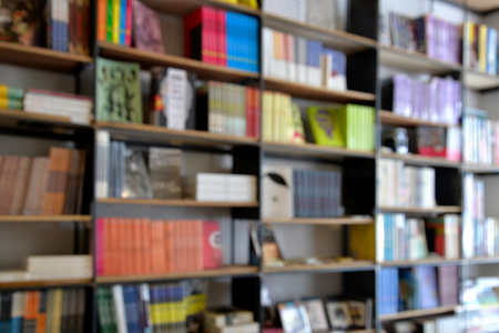 Book shelf background out of focusの写真素材