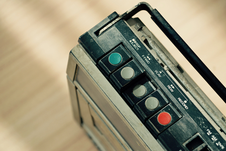Dusty old radio with one cassette playerの写真素材