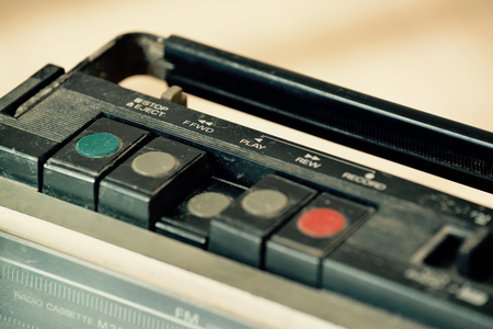 Dusty old radio with one cassette playerの写真素材