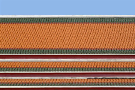 Multiple roof tiers are commonly use for Thai temple, Thailand.