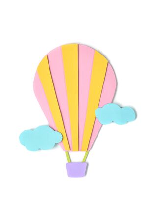 Hot air balloon paper cut on white background - isolatedの写真素材