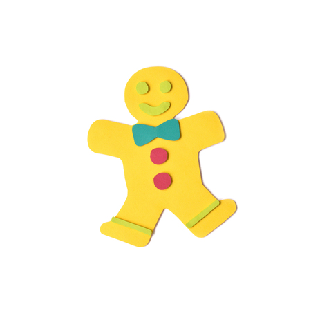 Gingerbread man paper cut on white background - isolatedの写真素材
