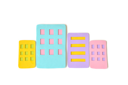 Building paper cut on white background - isolatedの写真素材