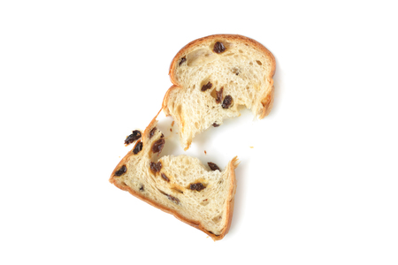 Raisin bread sliced on white background - isolatedの写真素材