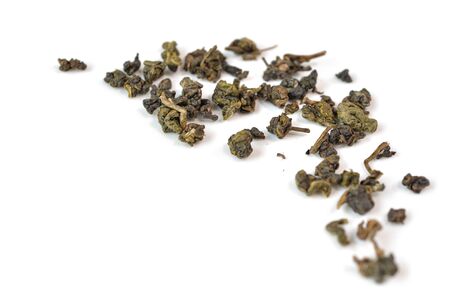 Oolong tea leaves on white background  - isolatedの写真素材