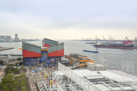 Osaka, Japan - November 19,2016: Osaka Aquarium Kaiyukan is seen from the Tempozan Ferris Wheel, Osaka, Japanのeditorial素材