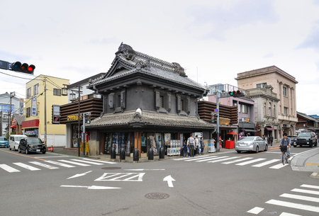Kawagoe, Japan - May 14, 2017: Traditional shops and stores is seen along the street in Kawagoe, Japanのeditorial素材