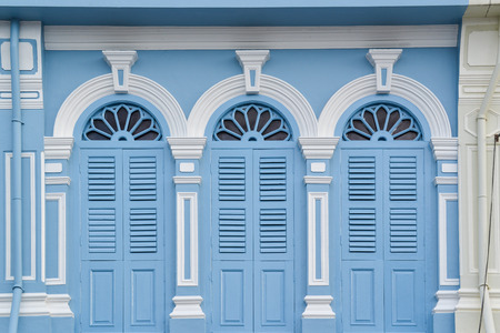 Local style window in Phuket old town, Thailandの写真素材
