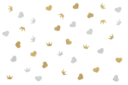 Heart and crown pattern paper cut on white background - isolated