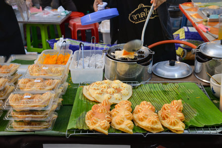 Phuket, Thailand - March 25, 2018 : Local dessert (Luk Don) is sold along the street at Lard Yai,...