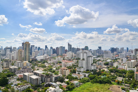Bangkok, Thailand - June 3, 2018: High rise buildings are seen around Sukhumvit area, one of famous...