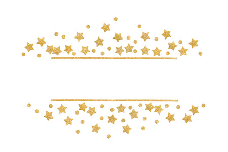 Gold glitter star and dot frame paper cut background - isolatedの写真素材