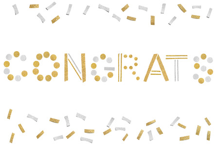 Congrats text paper cut on white background - isolatedの写真素材