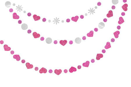 Heart glitter bunting paper cut background - isolatedの写真素材