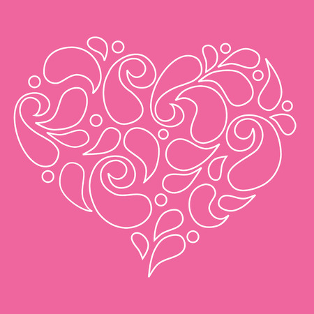 Heart shape fill with petal - outlineのイラスト素材