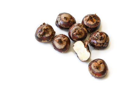 Chinese water chestnut on white background - isolatedの写真素材