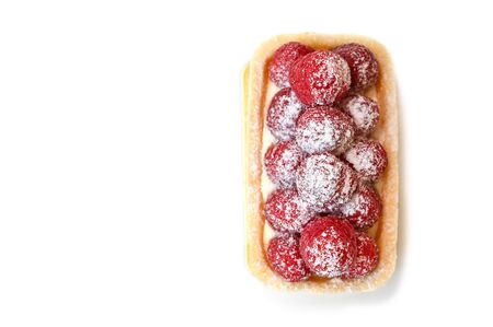 Raspberries tart on white background - isolatedの写真素材