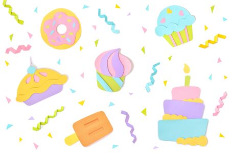 Dessert paper cut on white background - isolatedの写真素材