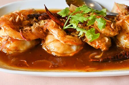 Prawn with tamarind sauce - Thai foodの写真素材