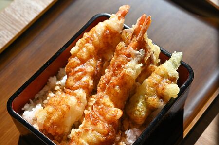 Tempura with rice, Japanese foodの写真素材