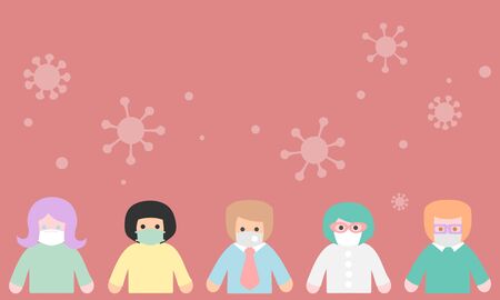 People waring mask to protect from virus and pollutionのイラスト素材