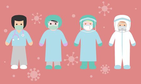 Medical staff with protective equipmentのイラスト素材