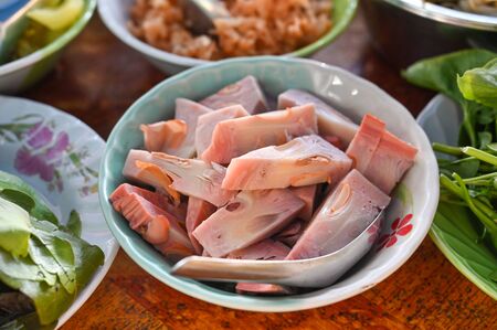 Young jackfruit, local fruit, having with curry rice noodle - Thailand southern styleの写真素材