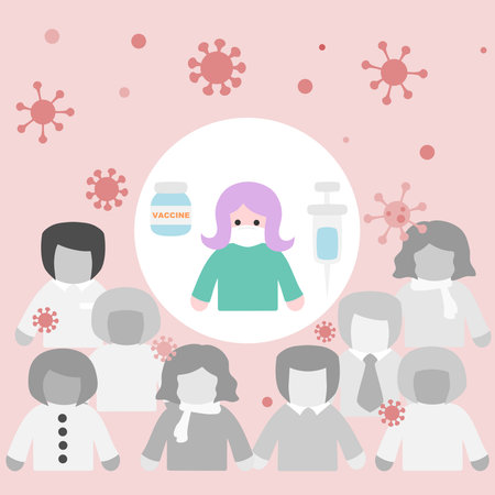 People with flu vaccine and syringeのイラスト素材
