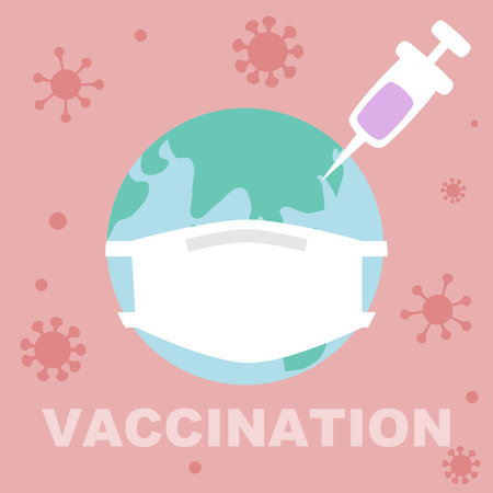 World wearing mask get vaccinated - conceptのイラスト素材