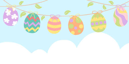 Easter banner with easter eggsのイラスト素材