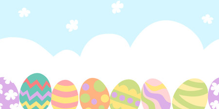 Easter banner with painted eggsのイラスト素材