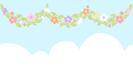 Spring bunting with vine and flowerのイラスト素材