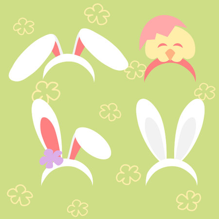 Bunny ear and chick hair band - party accessoriesのイラスト素材