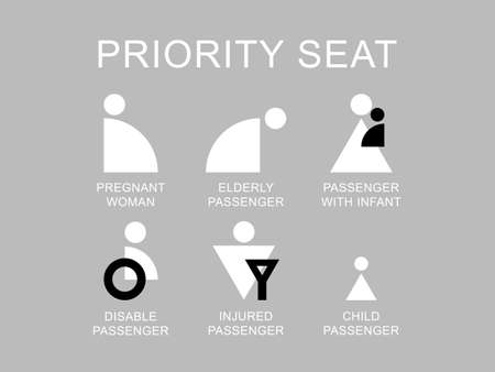 Priority seat icon - pregnant woman, disable passenger and otherのイラスト素材