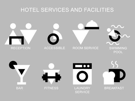 Hotel services and facilities iconのイラスト素材