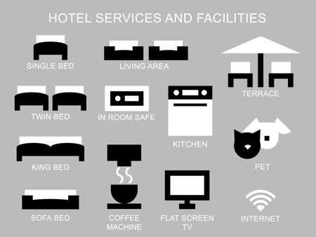Hotel services and facilities iconのイラスト素材