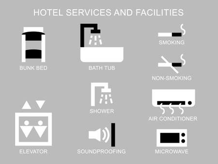Hotel services and facilities iconのイラスト素材