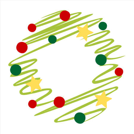 Sketch Christmas wreath with ornament - Christmas holidayのイラスト素材