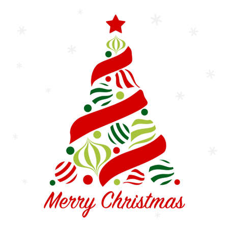 Christmas tree with striped ornamentのイラスト素材